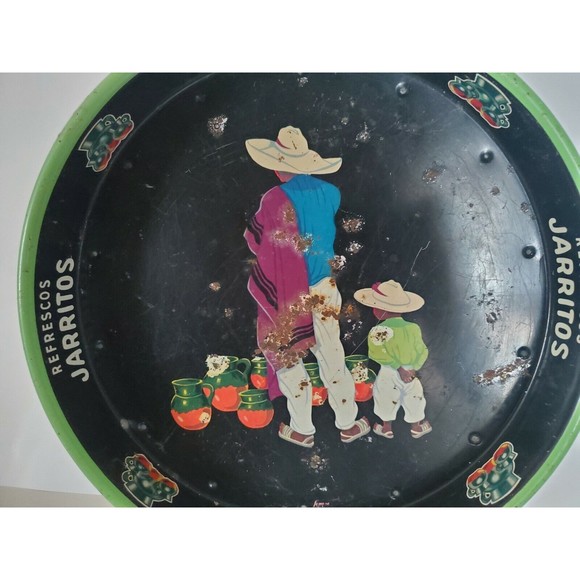 Old Tome Jarritos Mexican Soda Tray Native Indians Restaurant Bar Vintage Metal - Picture 4 of 7